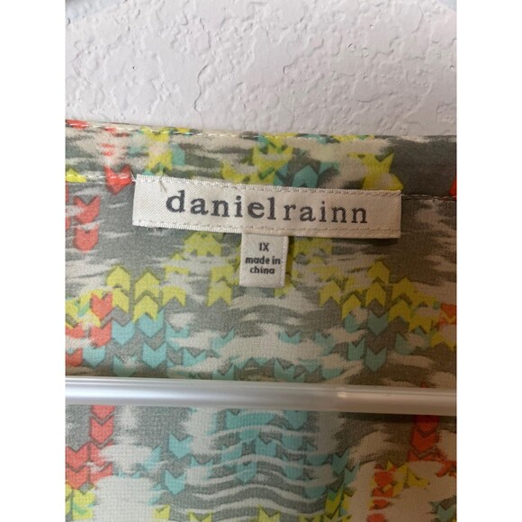 Daniel Rainn Shirt Womens 1X Multicolor Sheer Boho Tunic Crochet Trim - Picture 2 of 6